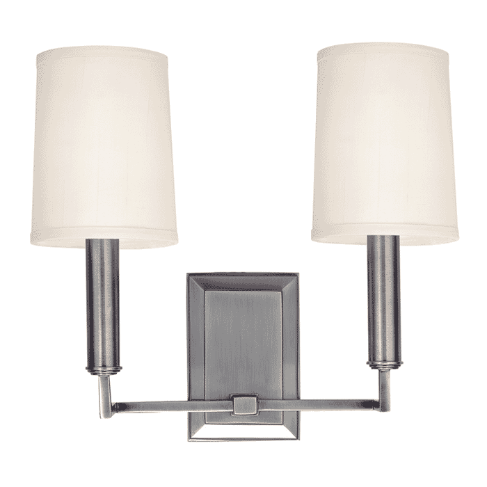 Hudson Valley Clinton 2-Light 12" Wall Sconce in Polished Nickel Hudson Valley Clinton 2-Light 12" Wall Sconce in Polished Nickel