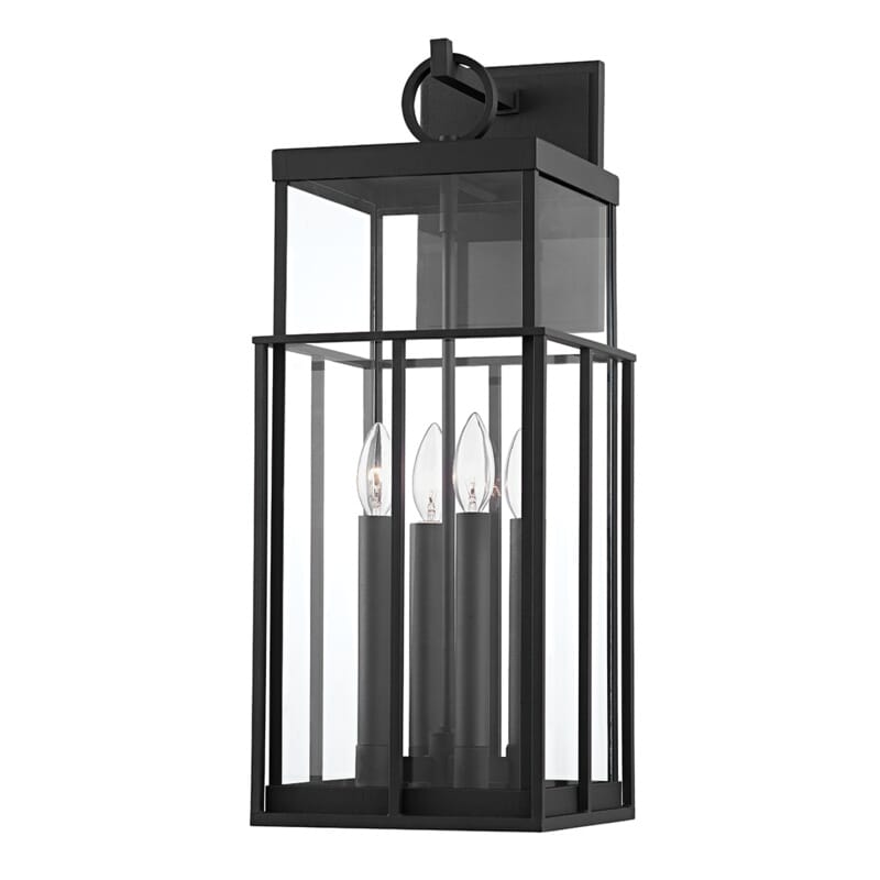 Textured Black Four Light Outdoor Wall Sconce from the Longport Collection