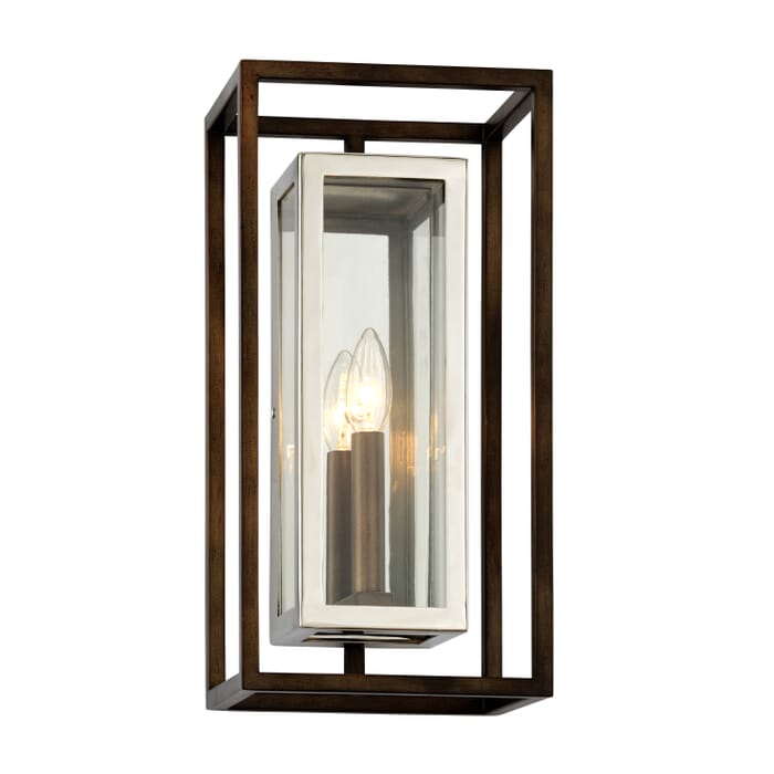 Troy Morgan 15" Wall Sconce in Bronze with Polished Stainless Troy Morgan 15" Wall Sconce in Bronze with Polished Stainless