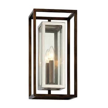 Troy Morgan 15" Wall Sconce in Bronze with Polished Stainless
