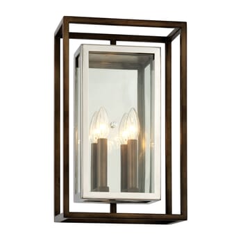 Troy Morgan 2-Light 17" Outdoor Wall Light in Bronze with Polished Stainless