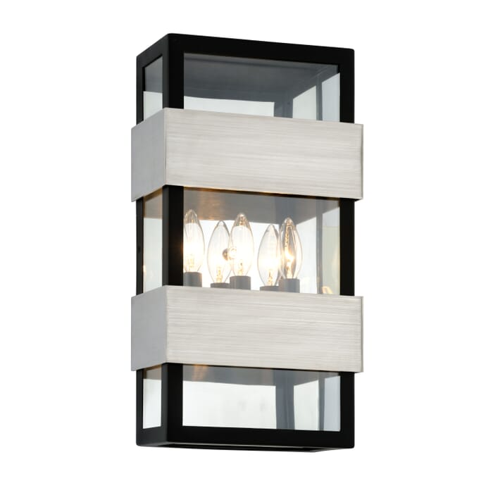 Troy Dana Point Outdoor Wall Light in Black with Brushed Stainless Troy Dana Point Outdoor Wall Light in Black with Brushed Stainless