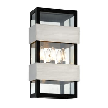 Troy Dana Point Outdoor Wall Light in Black with Brushed Stainless