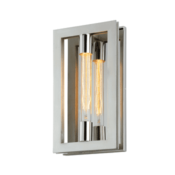 Troy Enigma 14" Wall Sconce in Silver Leaf with Stainless Accents