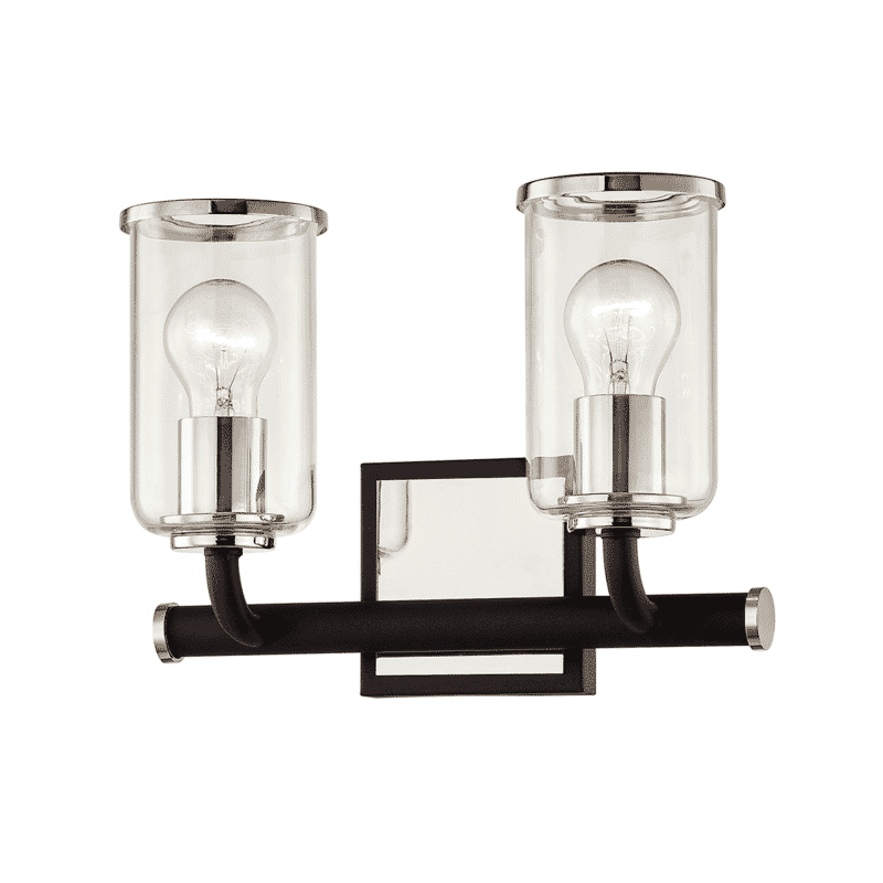 Troy Aeon 2-Light Bathroom Vanity Light in Carbide Black & Polished Nickel