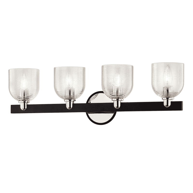 Troy Munich 4-Light Bathroom Vanity Light in Carbide Black & Polished Nickel