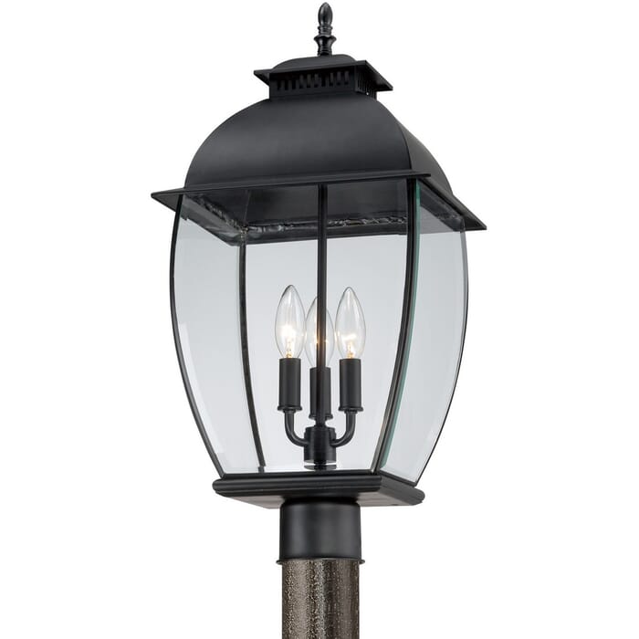 Quoizel Bain 3-Light 11" Outdoor Post Light in Mystic Black Quoizel Bain 3-Light 11" Outdoor Post Light in Mystic Black