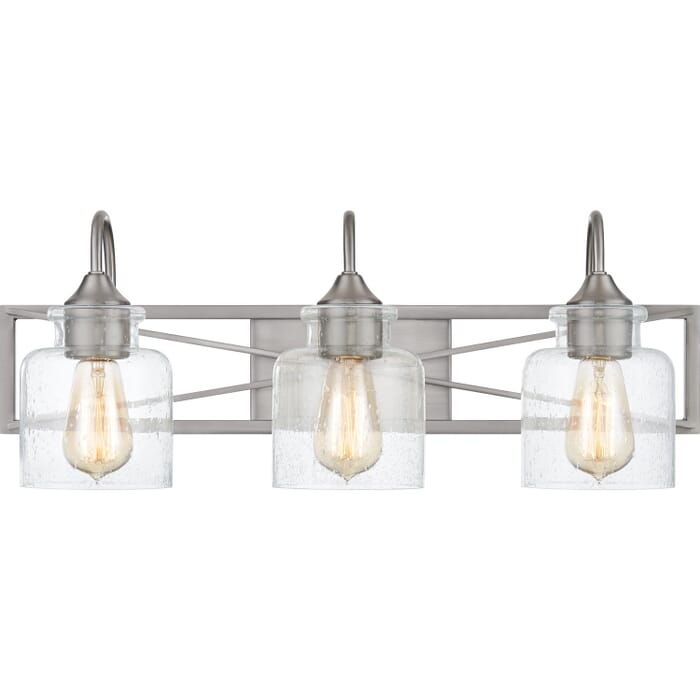 Bartley 3-Light Bathroom Vanity Light in Brushed Nickel Bartley 3-Light Bathroom Vanity Light in Brushed Nickel
