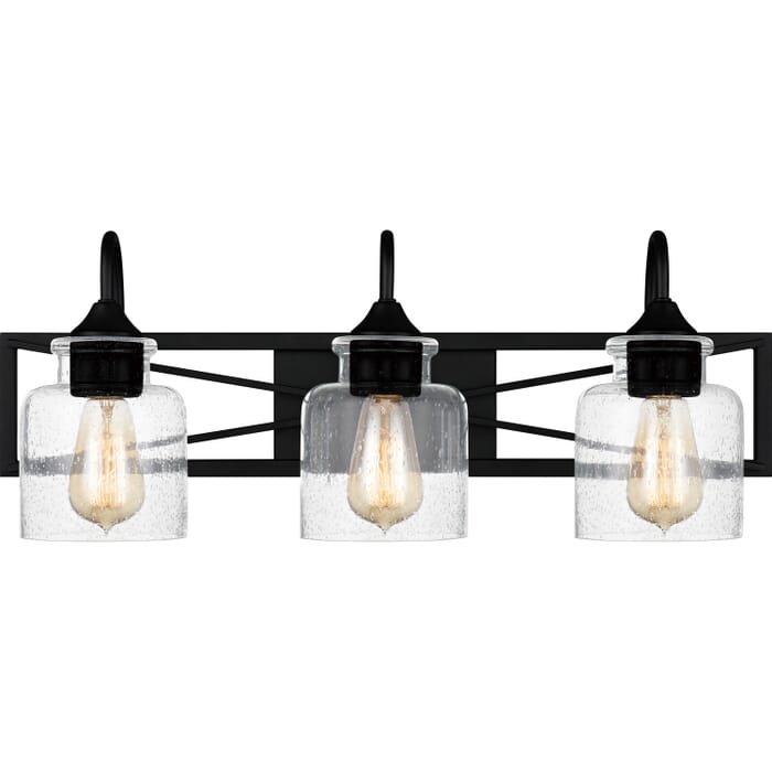 Bartley 3-Light Bathroom Vanity Light in Matte Black Bartley 3-Light Bathroom Vanity Light in Matte Black