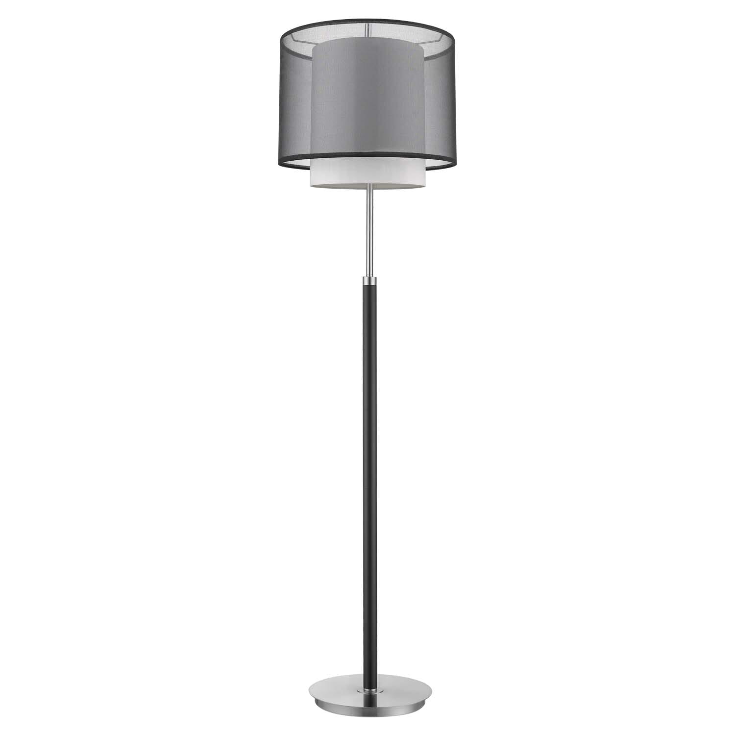 Roosevelt 1-Light Espresso And Brushed Nickel Floor Lamp With Smoke Gray Shantung Two Tier Shade -  Acclaim Lighting, BF7134