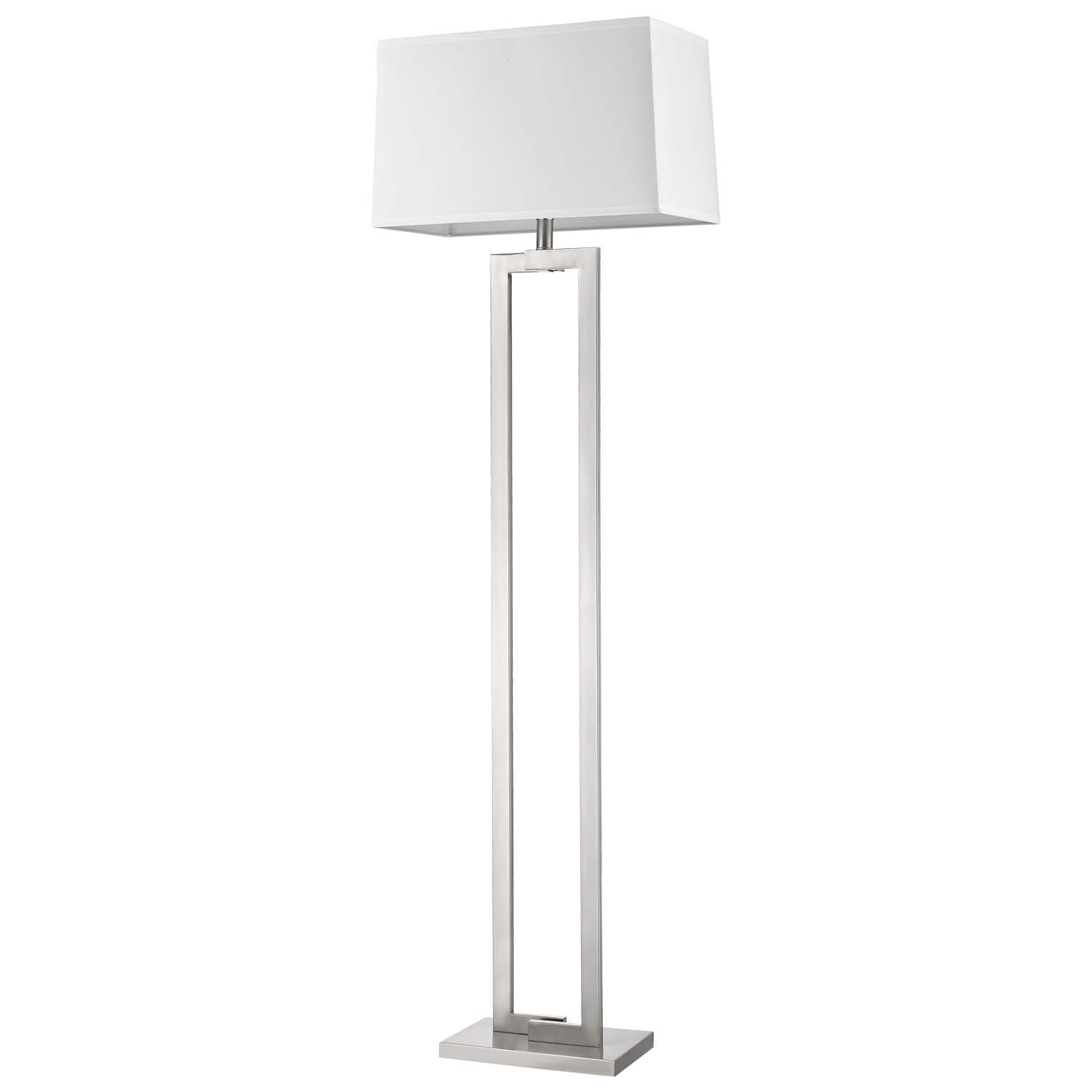 Riley 1-Light Brushed Nickel Floor Lamp With Off-White Shantung Shade -  Acclaim Lighting, BF7475