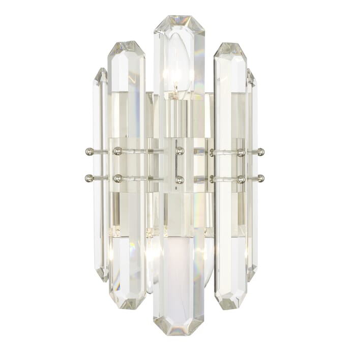 Crystorama Bolton 2-Light 14" Wall Sconce in Polished Nickel with Faceted Crystal Elements Crystals Crystorama Bolton 2-Light 14" Wall Sconce in Polished Nickel with Faceted Crystal Elements Crystals