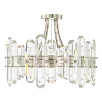 Crystorama Bolton 4-Light Ceiling Light in Polished Nickel with Faceted Crystal Elements Crystals