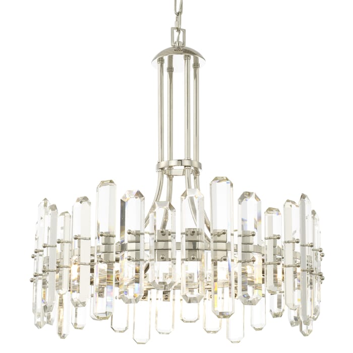 Crystorama Bolton 6-Light 26" Transitional Chandelier in Polished Nickel with Faceted Crystal Elements Crystals Crystorama Bolton 6-Light 26" Transitional Chandelier in Polished Nickel with Faceted Crystal Elements Crystals