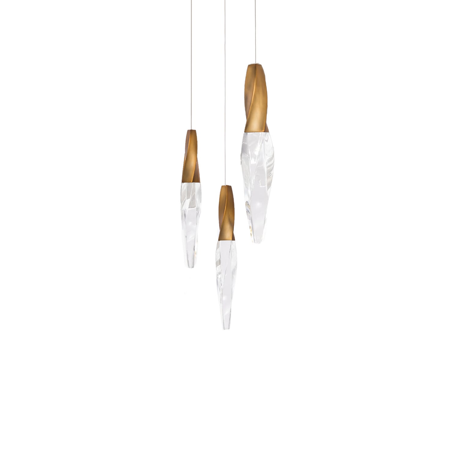 Kindjal 3-Light LED Pendant in Aged Brass