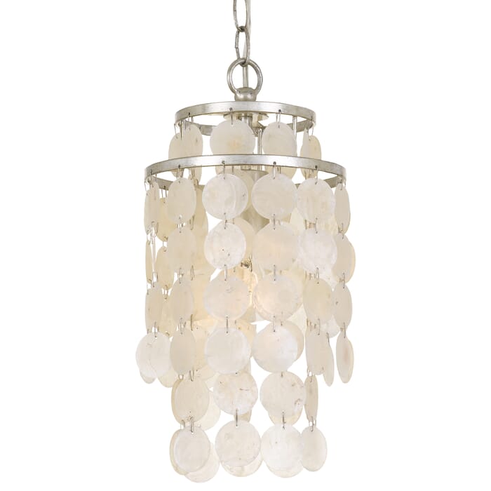 Crystorama Brielle 15" Mini Chandelier in Antique Silver with Capiz shell Crystals Crystorama Brielle 15" Mini Chandelier in Antique Silver with Capiz shell Crystals