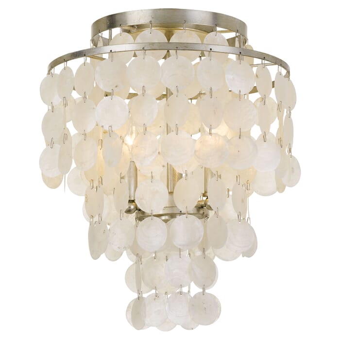 Crystorama Brielle 3-Light 16" Transitional Chandelier in Antique Silver with Capiz shell Crystals Crystorama Brielle 3-Light 16" Transitional Chandelier in Antique Silver with Capiz shell Crystals