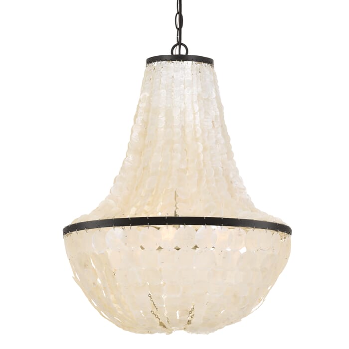 Crystorama Brielle 6-Light 24" Chandelier in Dark Bronze with Capiz shell Crystals Crystorama Brielle 6-Light 24" Chandelier in Dark Bronze with Capiz shell Crystals