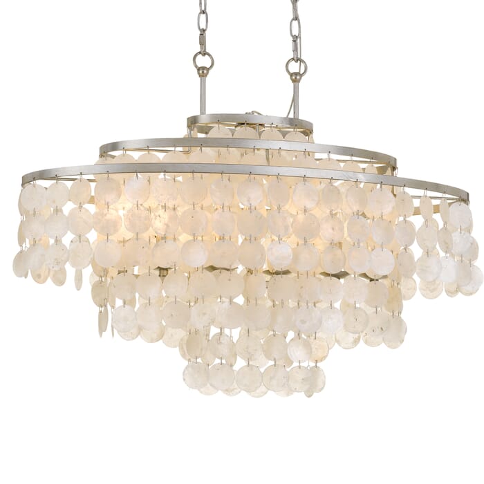 Crystorama Brielle 6-Light 23" Transitional Chandelier in Antique Silver with Capiz shell Crystals Crystorama Brielle 6-Light 23" Transitional Chandelier in Antique Silver with Capiz shell Crystals