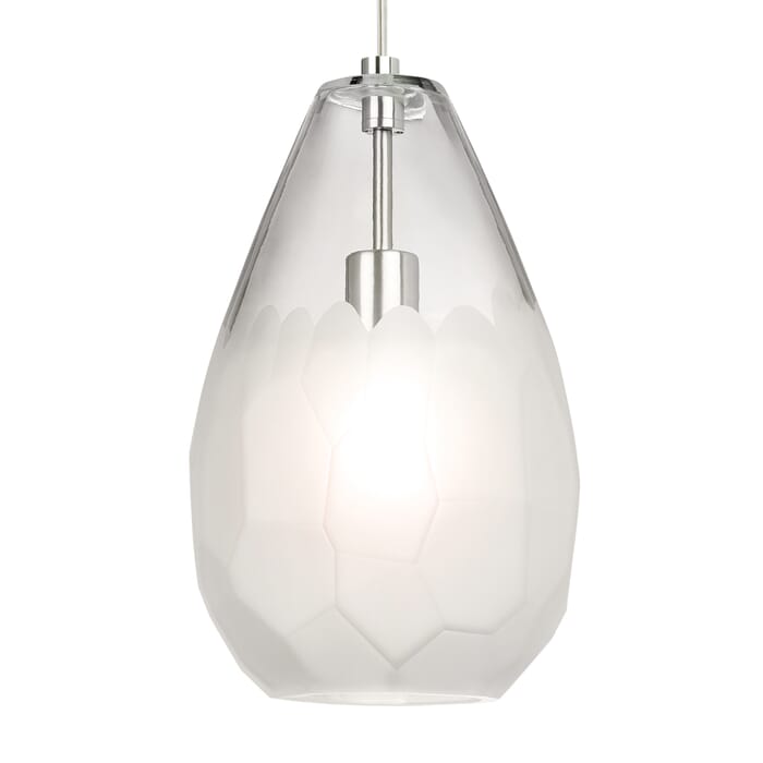 Tech Briolette 14" Pendant Light in Satin Nickel and Frost Tech Briolette 14" Pendant Light in Satin Nickel and Frost