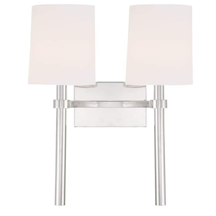 Crystorama Bromley 2-Light Wall Sconce in Polished Nickel Crystorama Bromley 2-Light Wall Sconce in Polished Nickel