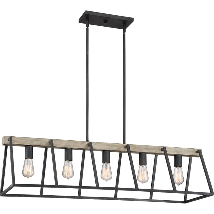 Quoizel Brockton 5-Light 42" Kitchen Island Light in Grey Ash Quoizel Brockton 5-Light 42" Kitchen Island Light in Grey Ash