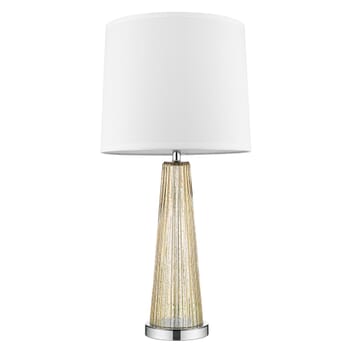 Chiara 1-Light Champagne Glass And Polished Chrome Table Lamp With Off-White Shantung Shade