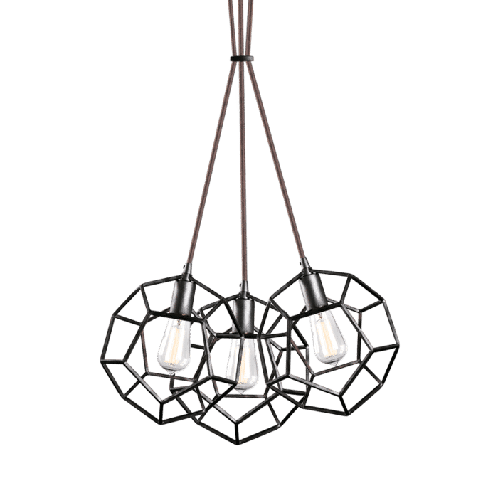 Matteo Geometry Series 3-Light Pendant Light In Rusty Black Matteo Geometry Series 3-Light Pendant Light In Rusty Black