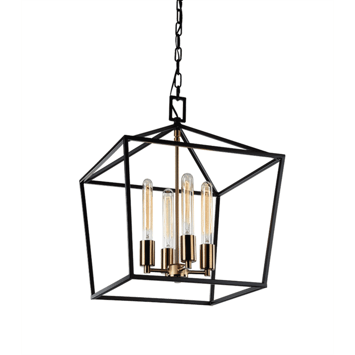 Matteo Scatola 4-Light Chandelier In Rusty Black & Aged Gold Brass Accents Matteo Scatola 4-Light Chandelier In Rusty Black & Aged Gold Brass Accents