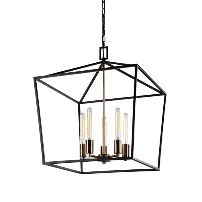 Matteo Scatola 5-Light Chandelier In Rusty Black & Aged Gold Brass Accents Matteo Scatola 5-Light Chandelier In Rusty Black & Aged Gold Brass Accents