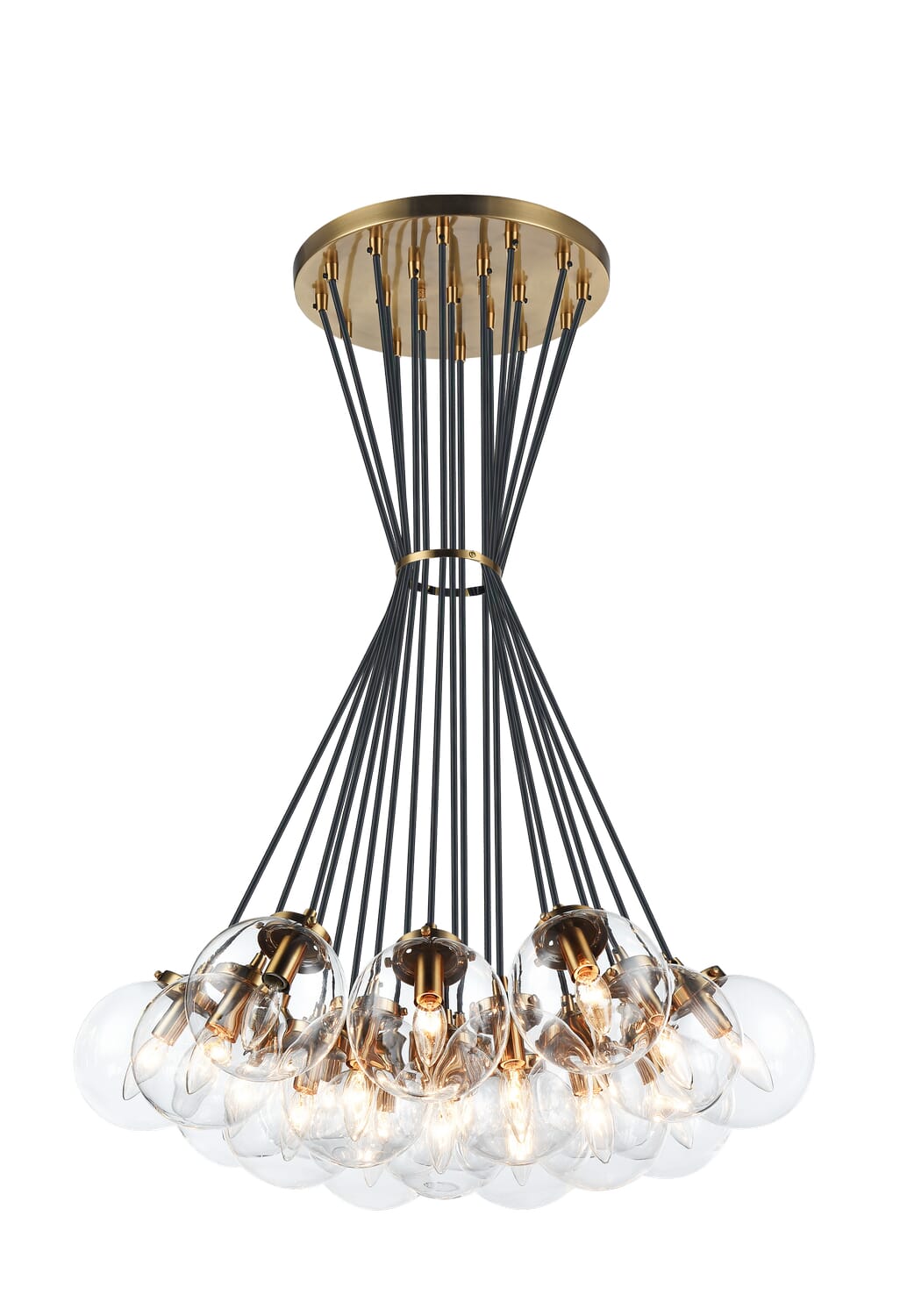 Aged Gold Brass 19 Light Chandelier from the The Bougie Collection