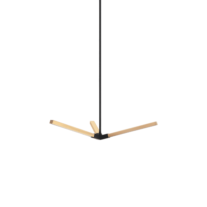 Matteo Asterisk 3-Light Pendant Light In Matte Black With Aged Gold Brass Matteo Asterisk 3-Light Pendant Light In Matte Black With Aged Gold Brass