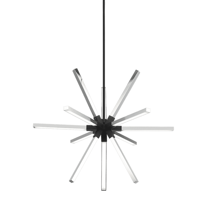 Matteo Asterisk 12-Light Pendant Light In Matte Black With Chrome Matteo Asterisk 12-Light Pendant Light In Matte Black With Chrome