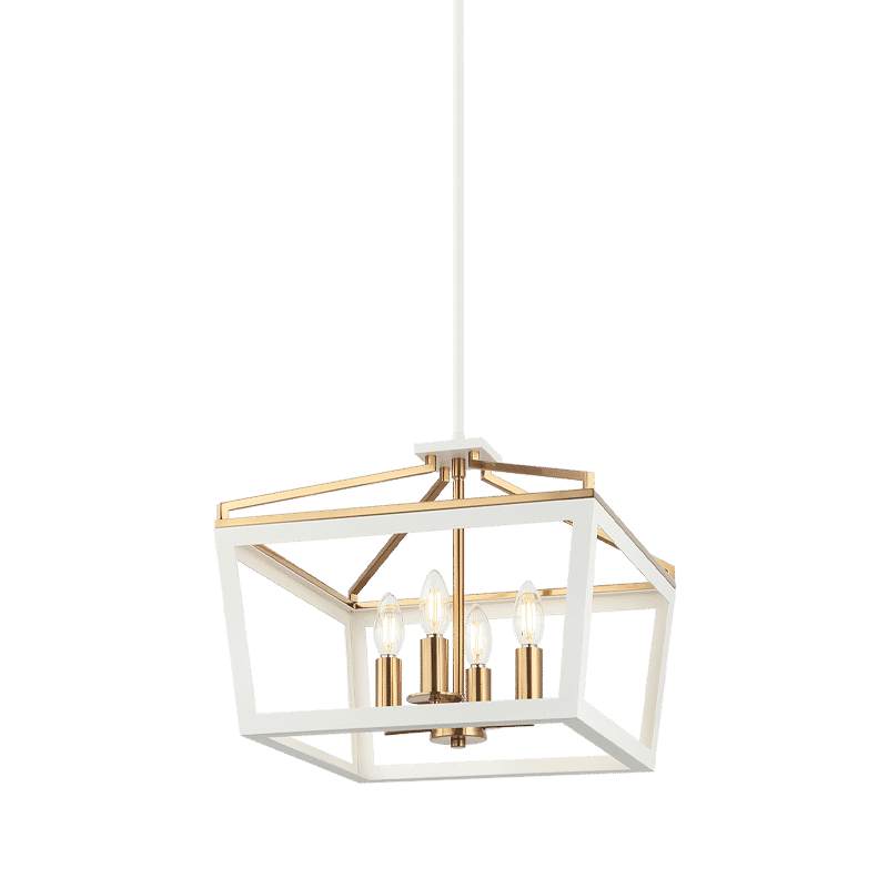 Matteo Mavonshire 4-Light Chandelier In White With Aged Gold Brass