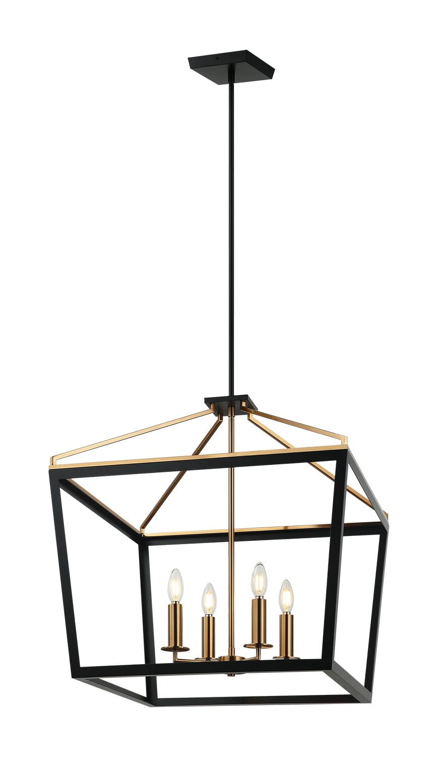 Mavonshire 4-Light Chandelier in Black with Aged Gold Brass