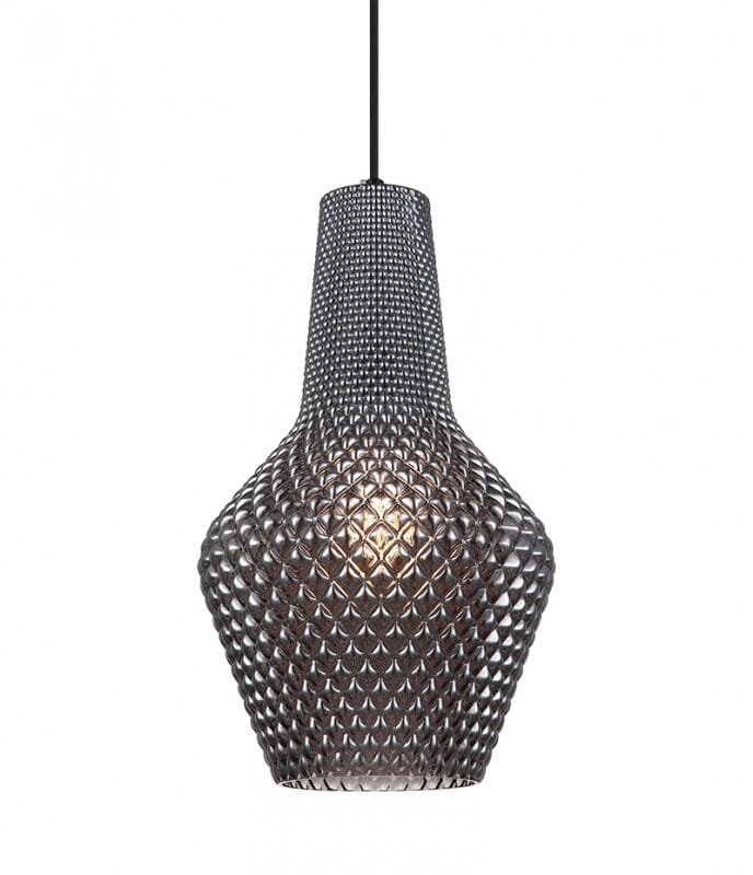 Quilted Gem 1-Light Pendant Light In Matte Black