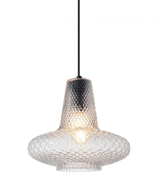 Quilted Gem 1-Light Pendant Light In Matte Black