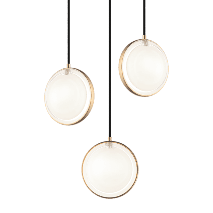 Matteo Chatoyant 3-Light Pendant Light In Aged Gold Grass Matteo Chatoyant 3-Light Pendant Light In Aged Gold Grass