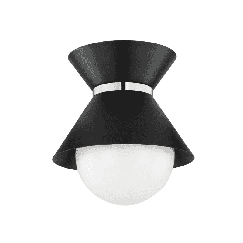 Troy Scout Ceiling Light in Soft Black with Polished Nickel