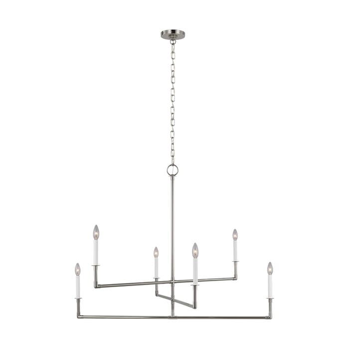 Generation Lighting Bayview 6-Light Multi-Tier Chandelier in Polished Nickel by Chapman & Myers Generation Lighting Bayview 6-Light Multi-Tier Chandelier in Polished Nickel by Chapman & Myers