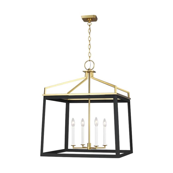 Generation Lighting Carlow 4-Light Chandelier in Midnight Black And Burnished Brass by Chapman & Myers Generation Lighting Carlow 4-Light Chandelier in Midnight Black And Burnished Brass by Chapman & Myers