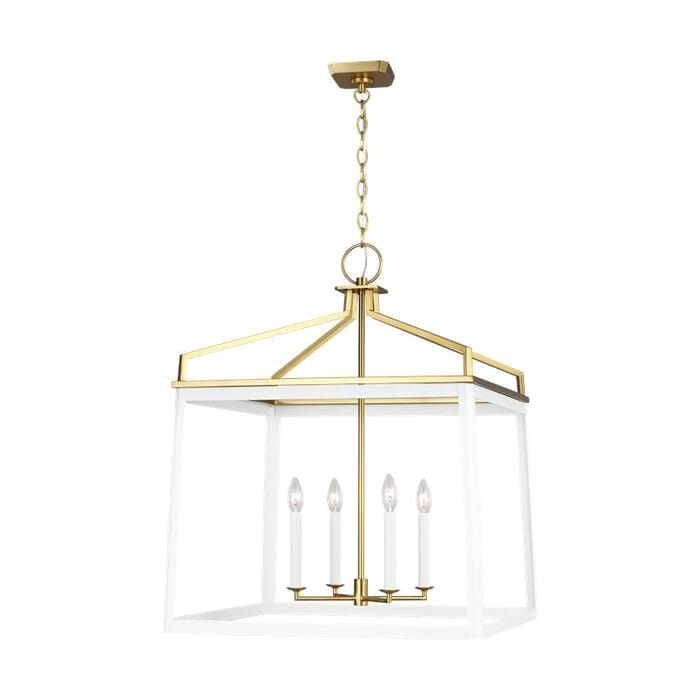 Generation Lighting Carlow 4-Light Chandelier in Matte White And Burnished Brass by Chapman & Myers Generation Lighting Carlow 4-Light Chandelier in Matte White And Burnished Brass by Chapman & Myers