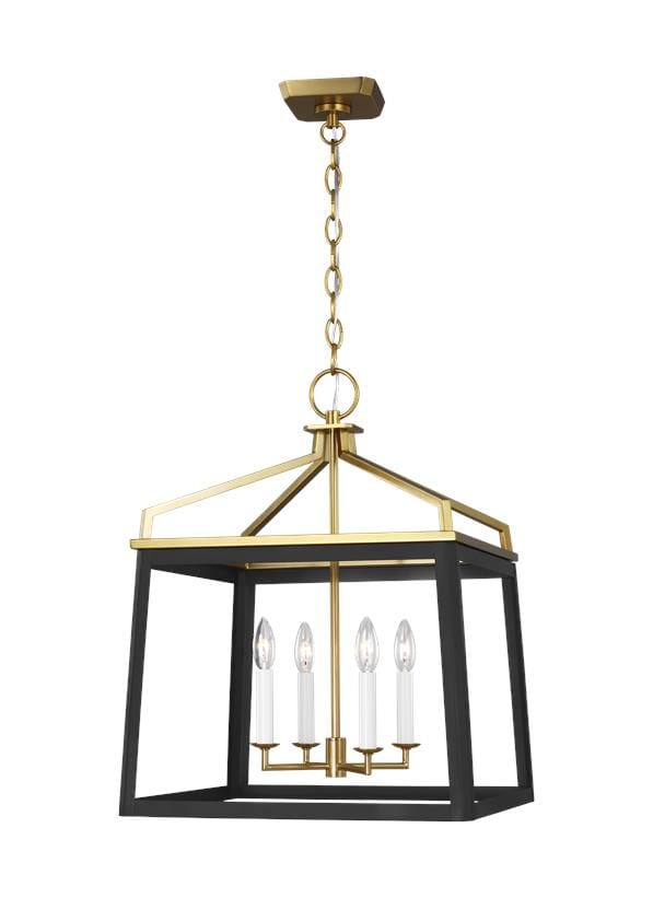 Generation Lighting Carlow 4-Light Chandelier in Midnight Black And Burnished Brass by Chapman & Myers