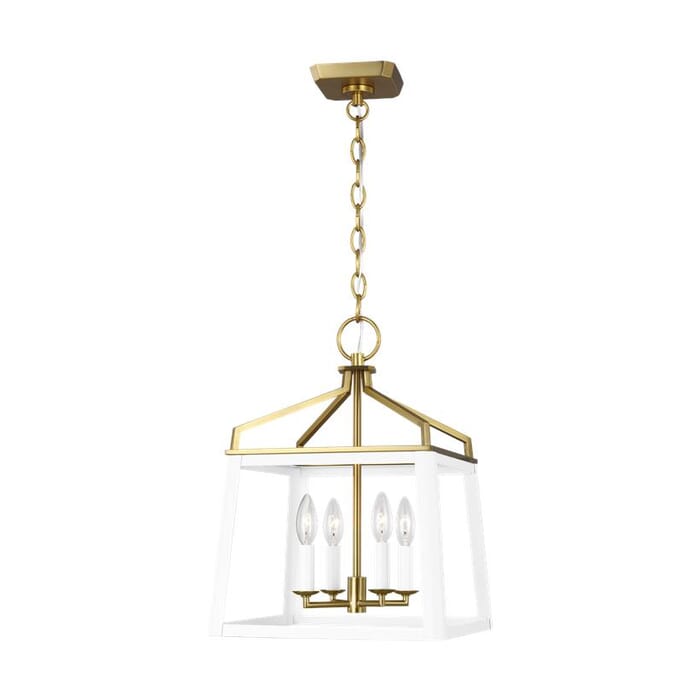 Generation Lighting Carlow 4-Light Chandelier in Matte White And Burnished Brass by Chapman & Myers Generation Lighting Carlow 4-Light Chandelier in Matte White And Burnished Brass by Chapman & Myers