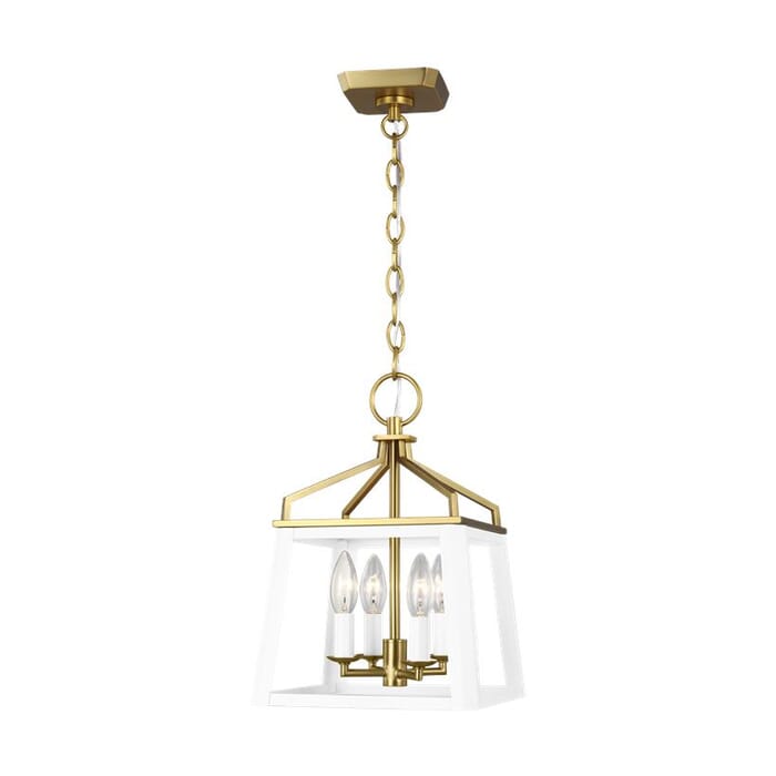 Generation Lighting Carlow 4-Light Chandelier in Matte White And Burnished Brass by Chapman & Myers Generation Lighting Carlow 4-Light Chandelier in Matte White And Burnished Brass by Chapman & Myers