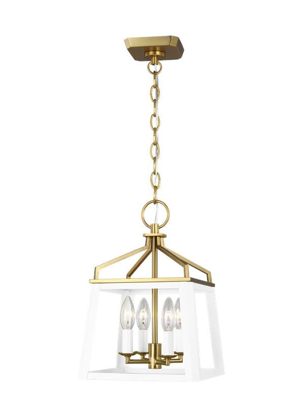 Generation Lighting Carlow 6-Light Chandelier in Matte White And Burnished Brass by Chapman & Myers