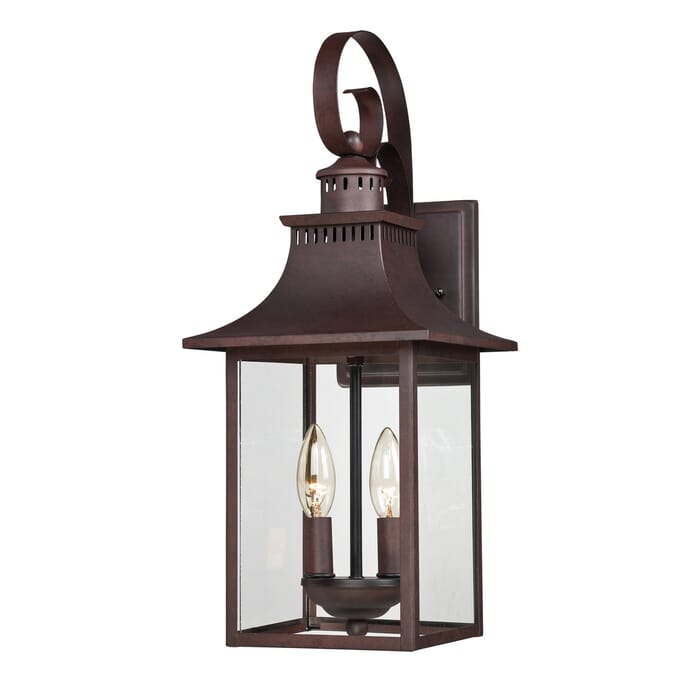 Quoizel Chancellor 2-Light 8" Outdoor Wall Lantern in Copper Bronze Quoizel Chancellor 2-Light 8" Outdoor Wall Lantern in Copper Bronze