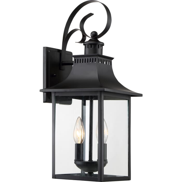 Quoizel Chancellor 2-Light 8" Outdoor Wall Lantern in Mystic Black Quoizel Chancellor 2-Light 8" Outdoor Wall Lantern in Mystic Black