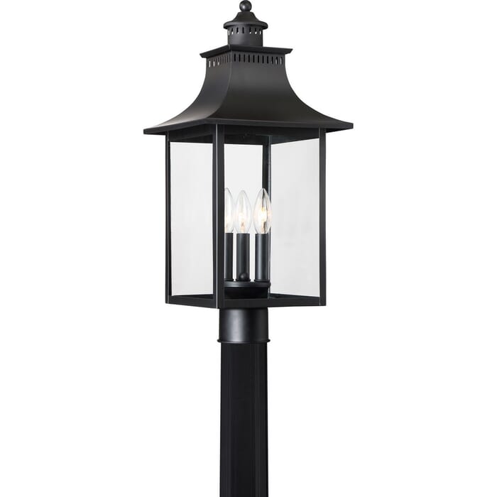 Quoizel Chancellor 3-Light 10" Outdoor Post Light in Mystic Black Quoizel Chancellor 3-Light 10" Outdoor Post Light in Mystic Black