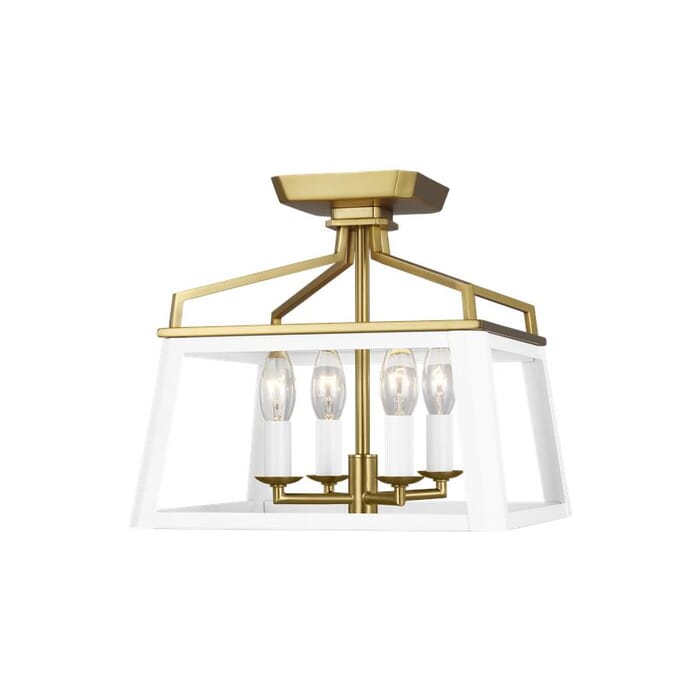 Generation Lighting Carlow 4-Light Ceiling Light in White Matte And Burnished Brass by Chapman & Myers Generation Lighting Carlow 4-Light Ceiling Light in White Matte And Burnished Brass by Chapman & Myers